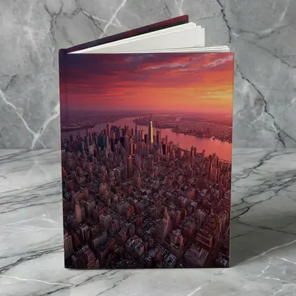 New York City Skyline Aerial Sunset View