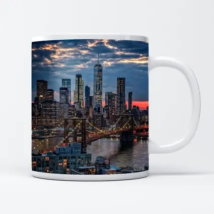 Brooklyn Bridge Manhattan Skyline Dusk View