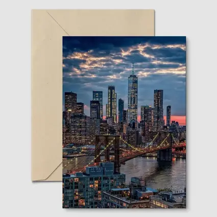 Brooklyn Bridge Manhattan Skyline Dusk View