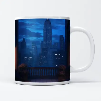 New York City Skyline Blue Night Balcony