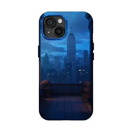 New York City Skyline Blue Night Balcony
