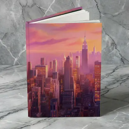 New York City Skyline Pink Sunset Art
