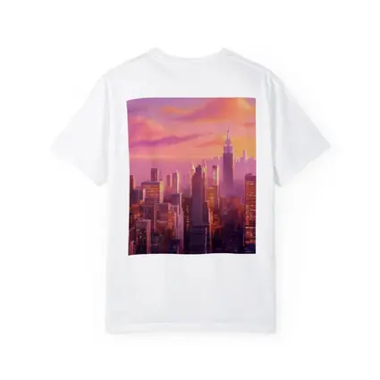 New York City Skyline Pink Sunset Art