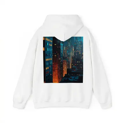 City At Night Dark Blue Skyline Painting