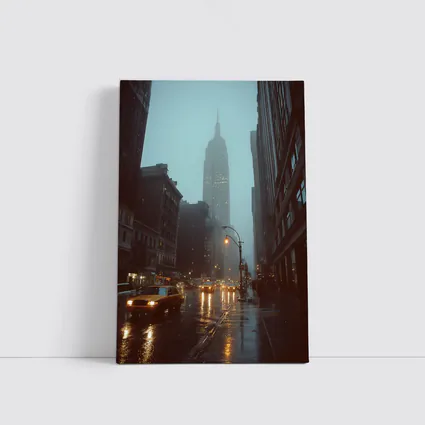 Empire State Building Rainy New York Street
