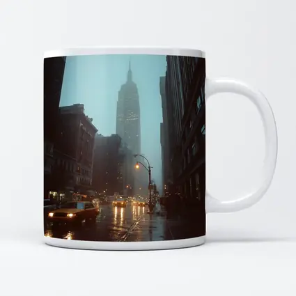 Empire State Building Rainy New York Street