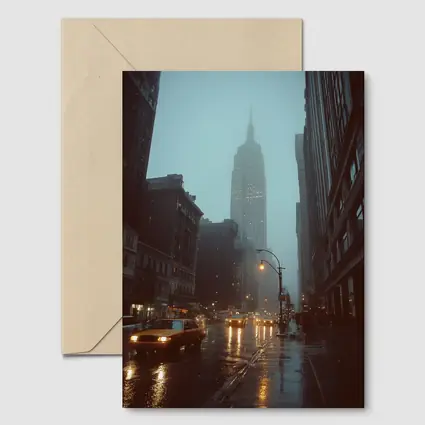 Empire State Building Rainy New York Street
