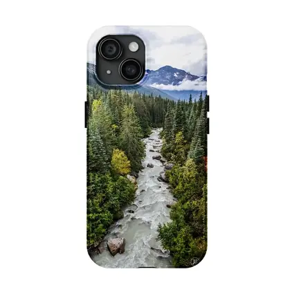 Rocky Mountain River Through Pine Forest