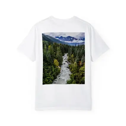 Rocky Mountain River Through Pine Forest