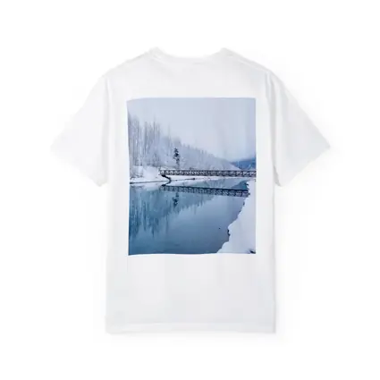 Snowy River Bridge Winter Forest Reflection