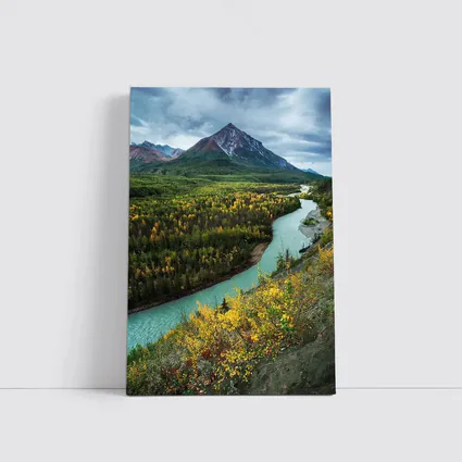 Turquoise River Valley Autumn Mountain Alaska