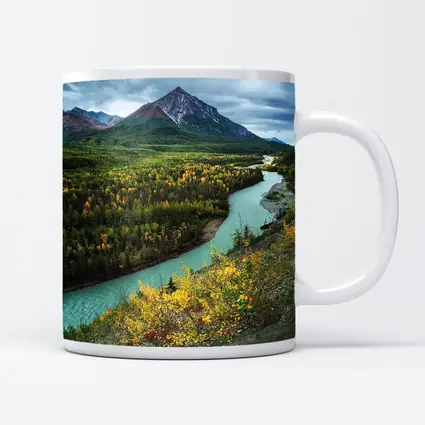 Turquoise River Valley Autumn Mountain Alaska