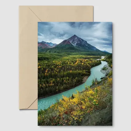 Turquoise River Valley Autumn Mountain Alaska