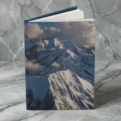 Snow Covered Mountain Peaks Blue Sky