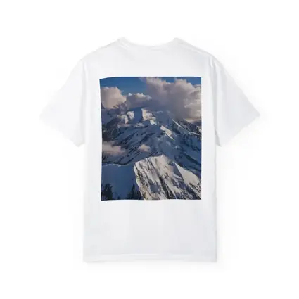 Snow Covered Mountain Peaks Blue Sky