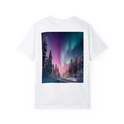 Northern Lights Over Snowy Winter Forest Road