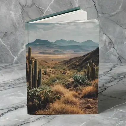 Desert Cactus Landscape With Mountain Views