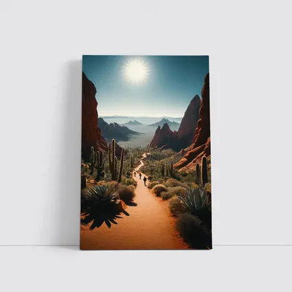 Desert Canyon Trail With Saguaro Cacti