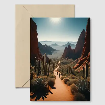 Desert Canyon Trail With Saguaro Cacti