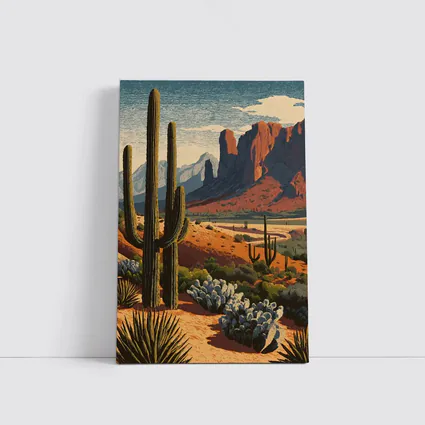 Desert Saguaro Cactus Red Rock Mountains