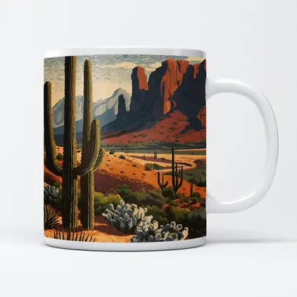 Desert Saguaro Cactus Red Rock Mountains