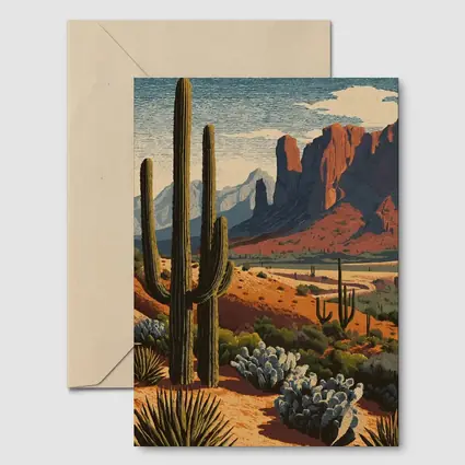 Desert Saguaro Cactus Red Rock Mountains