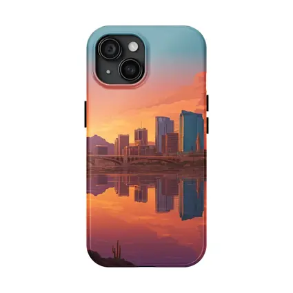 Phoenix Arizona Skyline Sunset River Reflection
