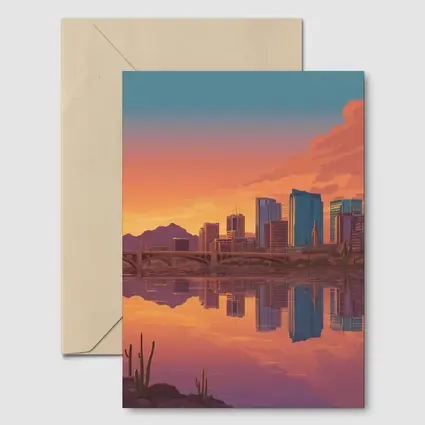 Phoenix Arizona Skyline Sunset River Reflection
