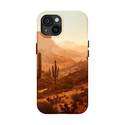 Desert Canyon Saguaro Cactus Warm Sunset