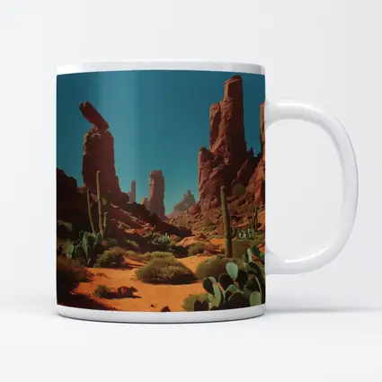 Red Rock Desert Canyons With Saguaro Cacti