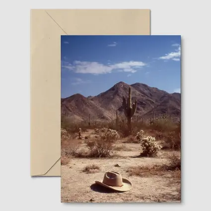 Cowboy Hat Saguaro Cactus Desert Mountain Landscape
