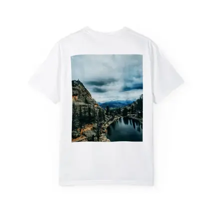 Mountain Lake Rocky Cliff Cloudy Sky