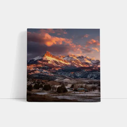 Rocky Mountain Sunset Winter Farm Landscape
