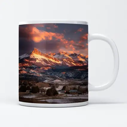 Rocky Mountain Sunset Winter Farm Landscape