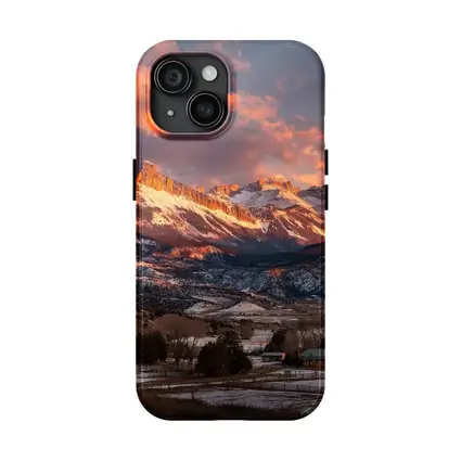 Rocky Mountain Sunset Winter Farm Landscape