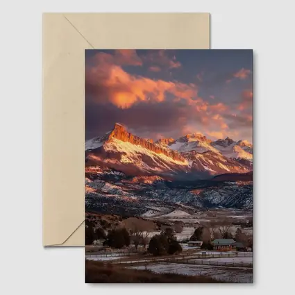Rocky Mountain Sunset Winter Farm Landscape