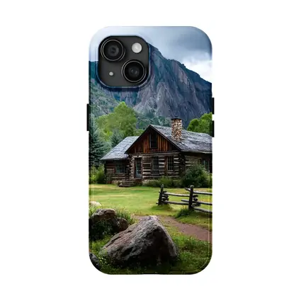 Rustic Log Cabin Rocky Mountain Landscape