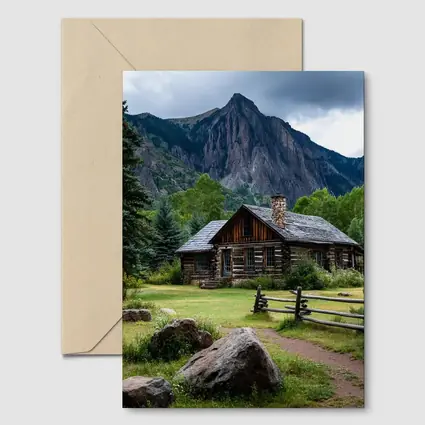 Rustic Log Cabin Rocky Mountain Landscape