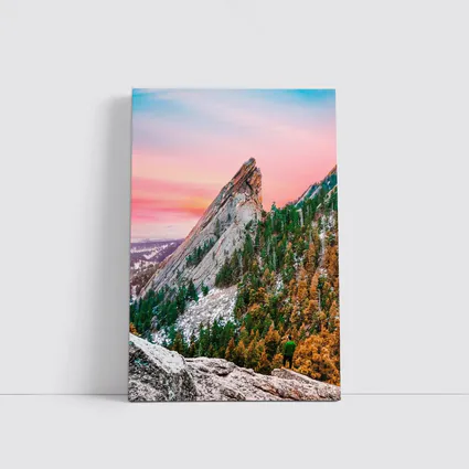 Flatirons Boulder Colorado Pink Sunset Hiker