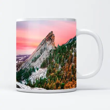 Flatirons Boulder Colorado Pink Sunset Hiker