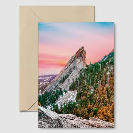 Flatirons Boulder Colorado Pink Sunset Hiker