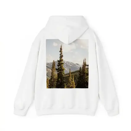 Tall Pine Trees Snow Capped Mountain Landscape