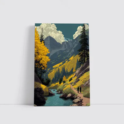Maroon Bells Colorado Retro Travel Art