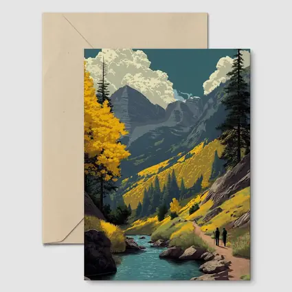 Maroon Bells Colorado Retro Travel Art