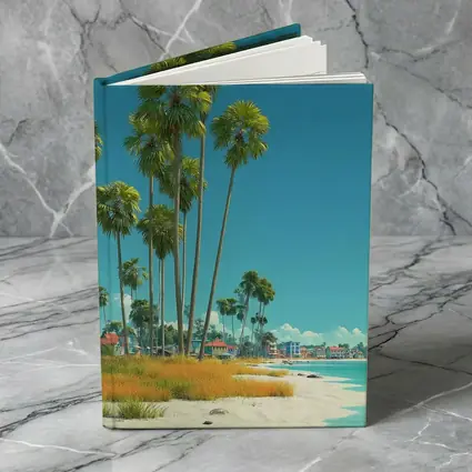 Tropical Beach Palm Trees Clear Blue Sky