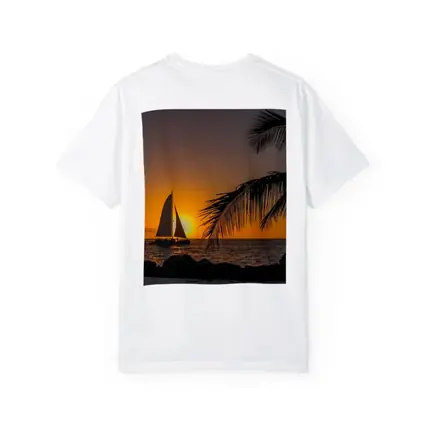 Sailboat Silhouette Golden Ocean Sunset Palm