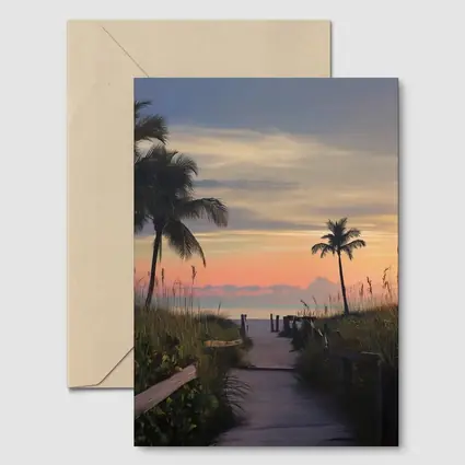 Tropical Boardwalk Path to Beach Sunset