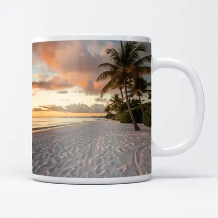 Tropical Beach Palm Tree Sunset Sky