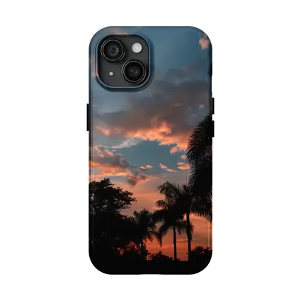 Tropical Palm Trees Silhouette Sunset Sky