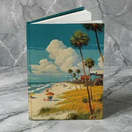 Florida Beach Palm Trees Retro Travel Art